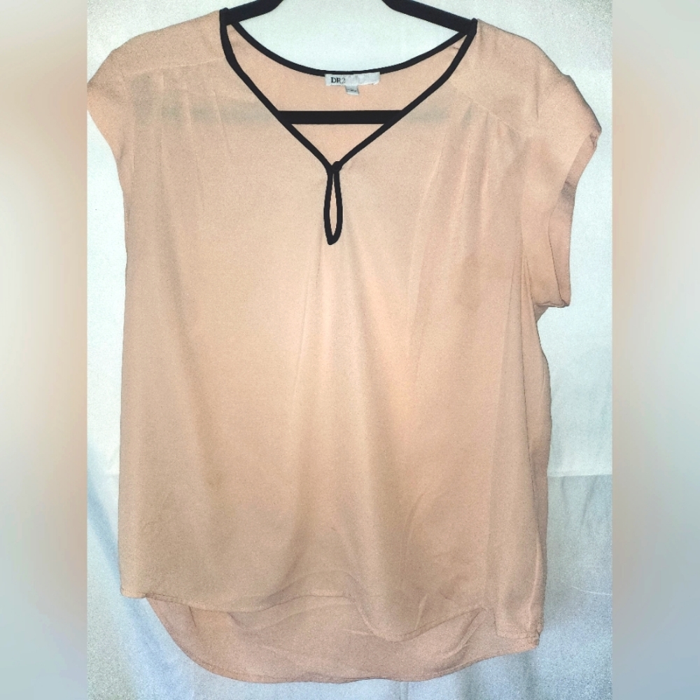 DR2 BABY PINK WITH BLACK OUTLINE SHEER SUMMER TOP SIZE M
